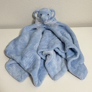 Baby Thro Beth Bazaar Elephant Embossed Lovey Security Blanket Nunu Blue 30x30